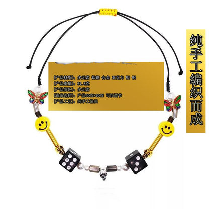 Pearl Smiley Clavicle Chain Hip Hop Necklace Accessories Jewelry