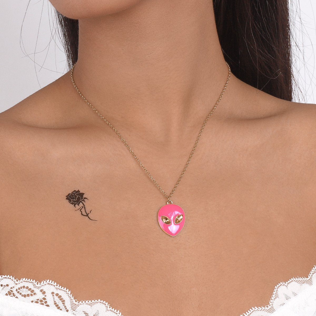 N9349 Personalized Oil Drop Necklace Colorful Water Drop Alien Necklace Creative Retro Creative Pendant