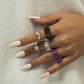 Jewelry fashion cold flash diamond ring set retro simple acrylic ring jewelry female