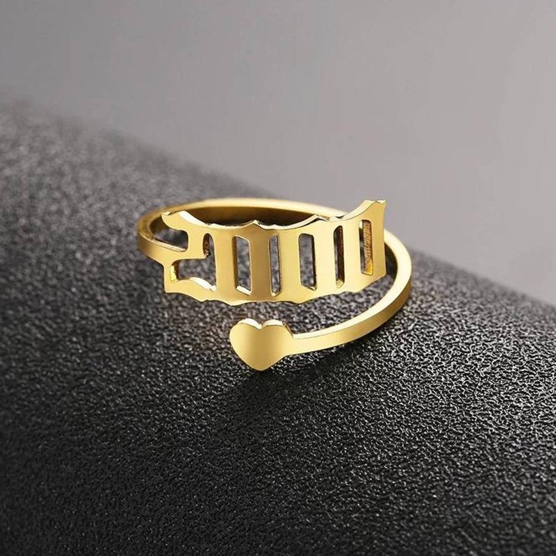 Fashionable Arabic numeral combination year ring zodiac year birthday gift