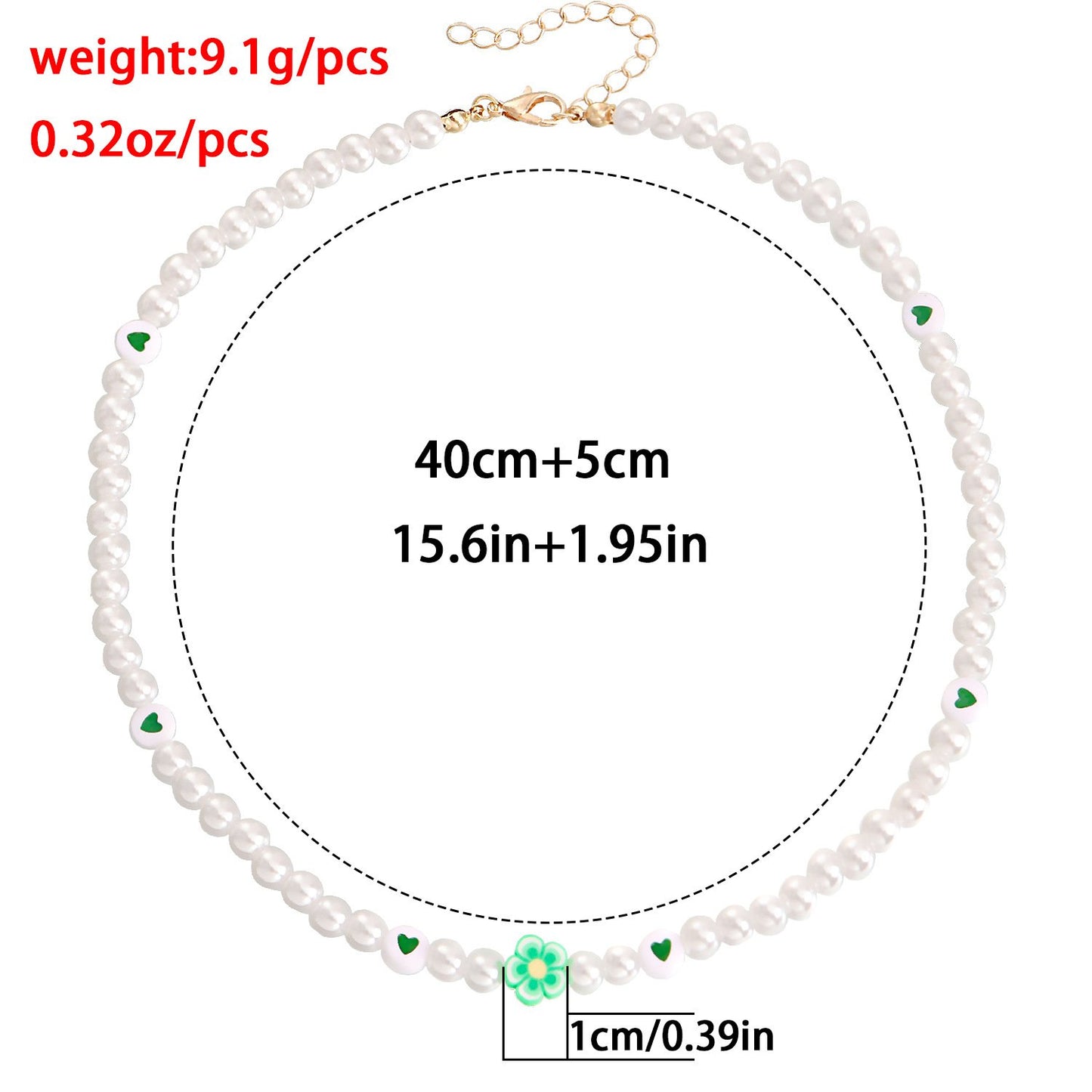 Jewelry ins soft pottery flower color love imitation pearl necklace female niche design light luxury