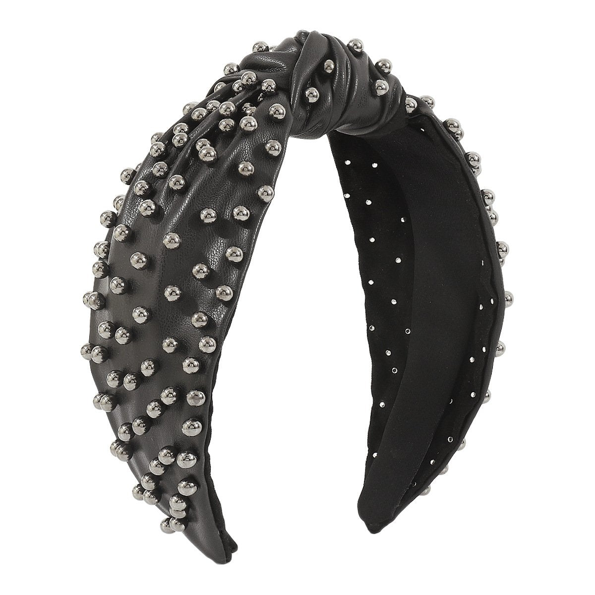 F494 fashion knotted leather beaded hair hoop female CCB personality wide-brimmed sweet going out pressing hair hoop