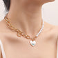 Jewelry imitation pearl love devil's eye necklace female ins niche design explosion