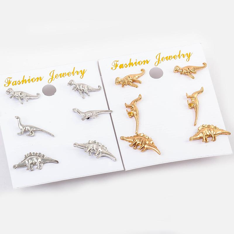 Spring Small Animal Dinosaur Set Personality Earrings Couple Earrings Earrings Studs