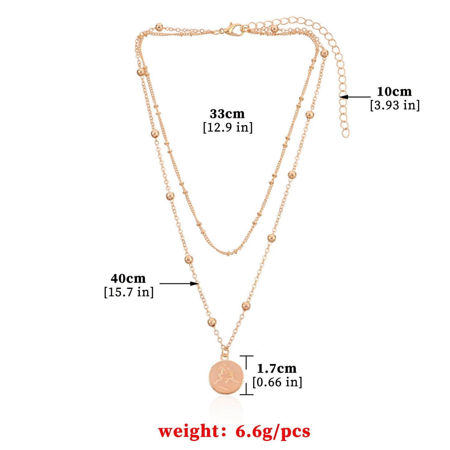 Jewelry Geometric Round Embossed Pendant Necklace Female Fashion Fashion Versatile Personality Bead Necklace