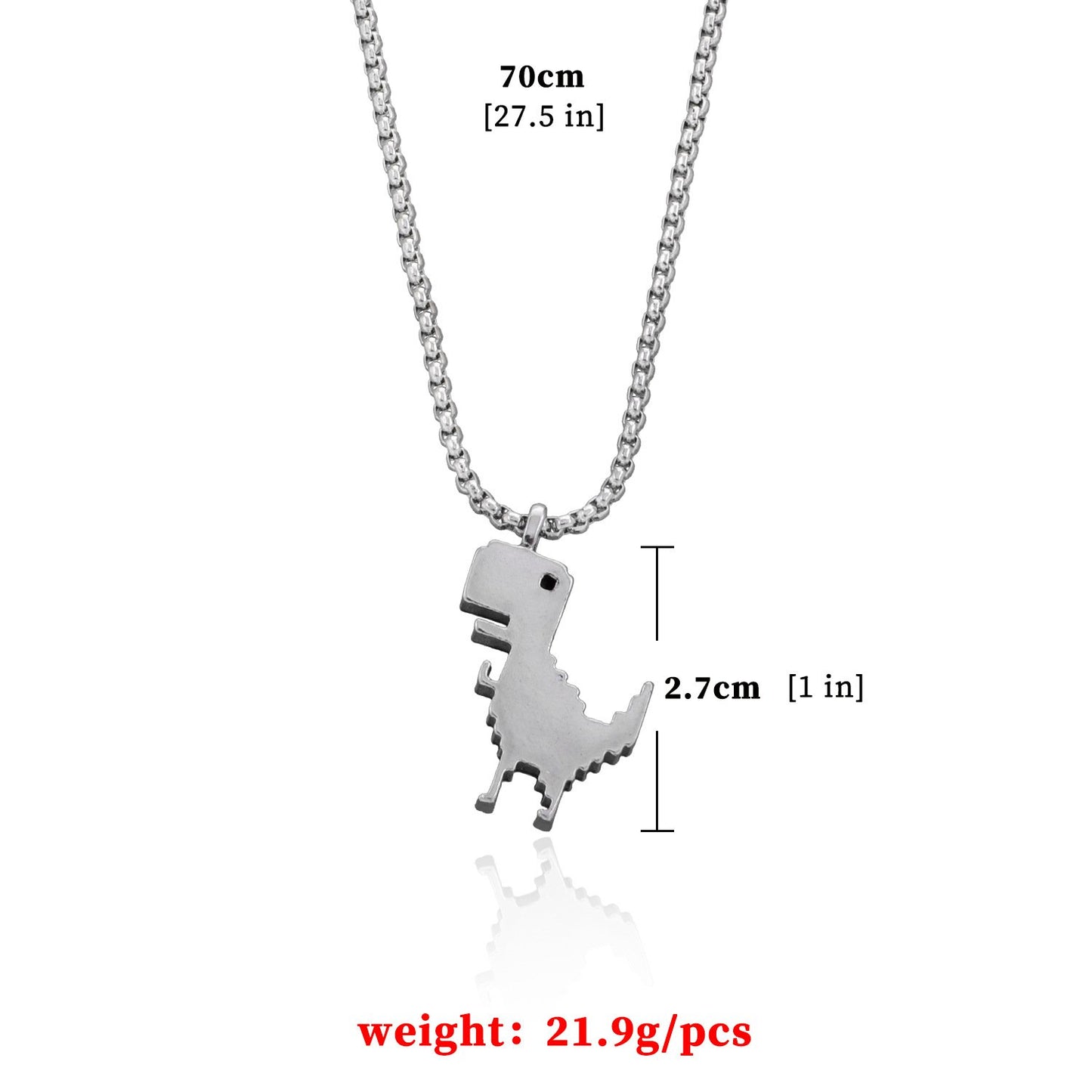 Retro Game Dinosaur Pendant Necklace Men and Women Hip Hop Hip Hop Fashion Personality Sweater Chain Necklace