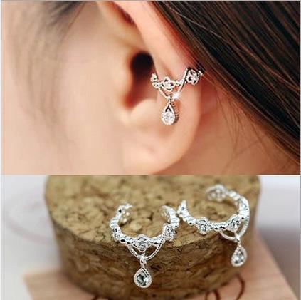 Personalized pierced ear clip fashion simple rhinestone water drop zircon earrings jewelry