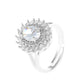 White Crystal Zircon Ring Fashion Light Luxury Personality Full Diamond Sunflower Index Finger Ring Topaz Jewelry