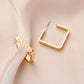 Simple fashion niche retro design C-shaped earrings texture letter geometric shape metal stud earrings