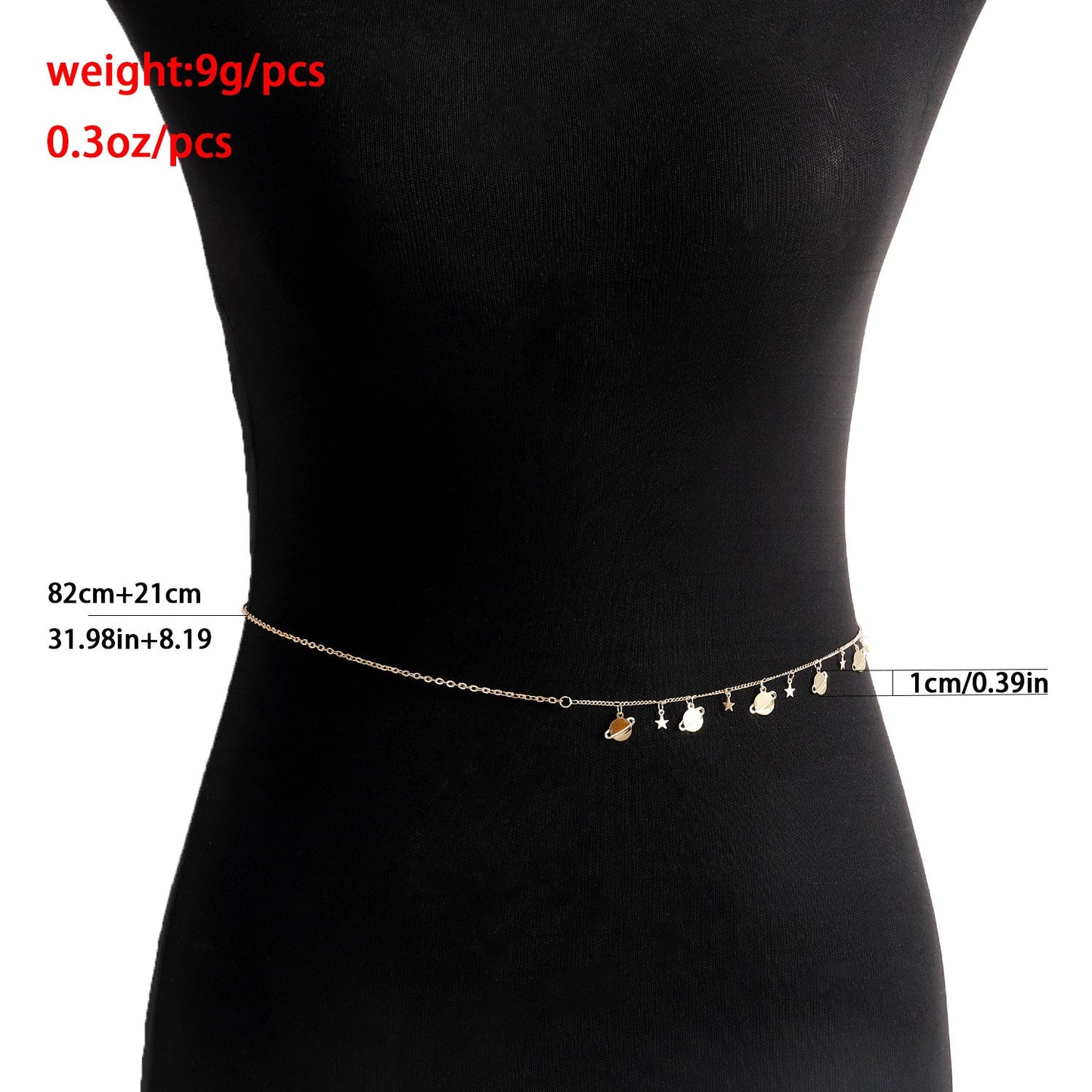 Jewelry ins simple single-layer five-pointed star waist chain cosmic planet geometric disc pendant waist ornament female