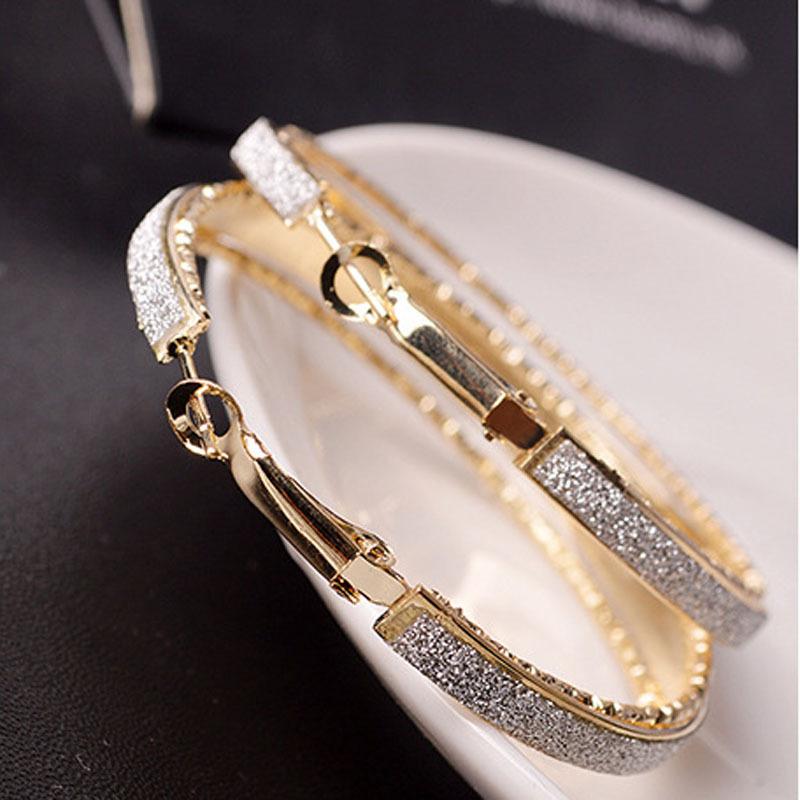 Fashion Earrings Pop Alloy Earrings Earrings Frosted Ring Circle Hoop Earrings Earrings