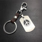 Anti-war logo double-layer titanium steel pendant stainless steel leather key chain men's waist hanging women's bag pendant