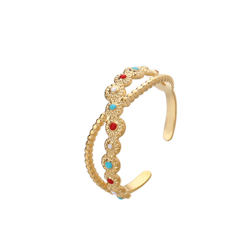 ins personality simple little princess candy color stainless steel opening adjustable color dot cross ring female