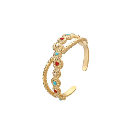 ins personality simple little princess candy color stainless steel opening adjustable color dot cross ring female