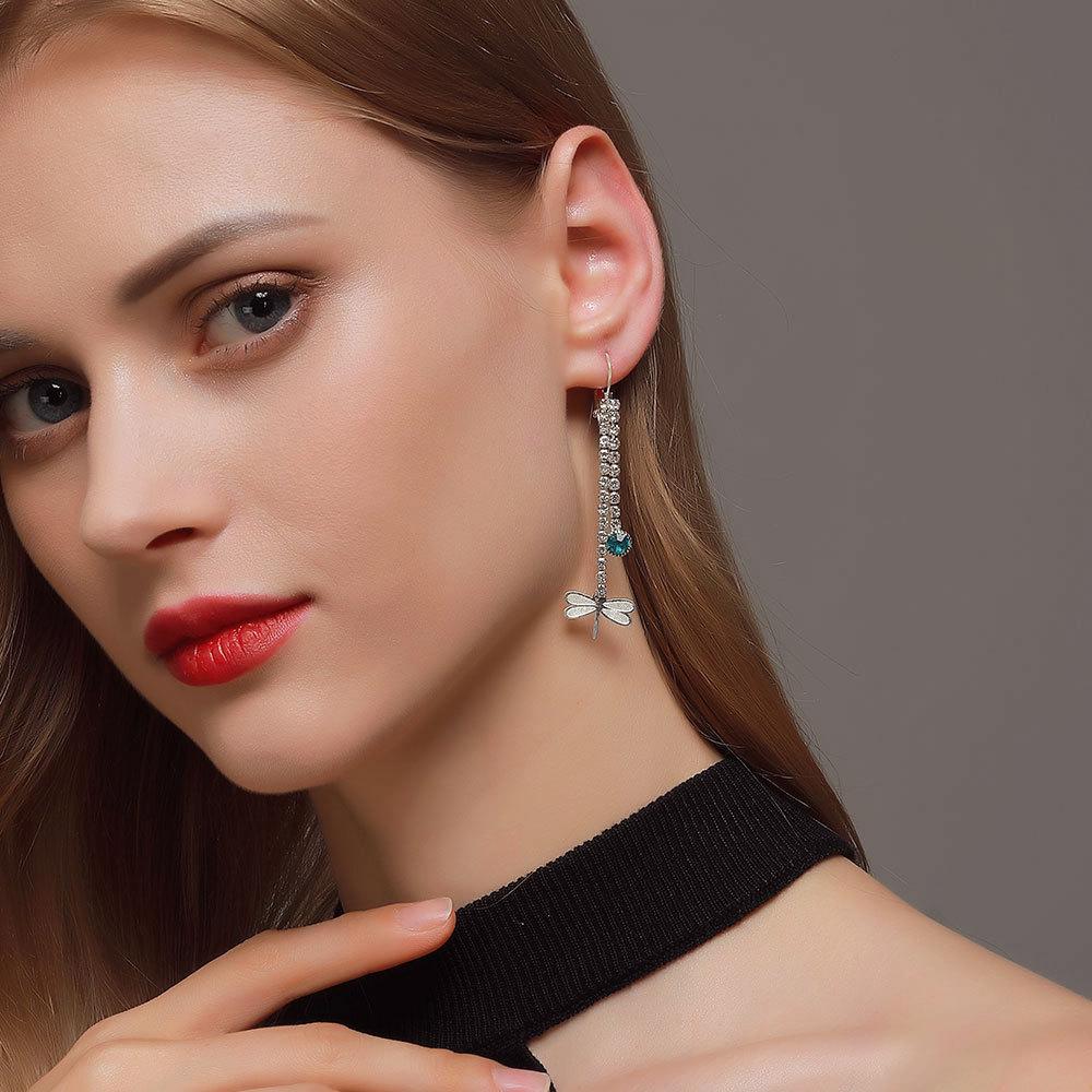 Niche Design Long Fashionable Dragonfly Earrings Female Exquisite Aesthetic Light Luxury Tassel Insect Earrings