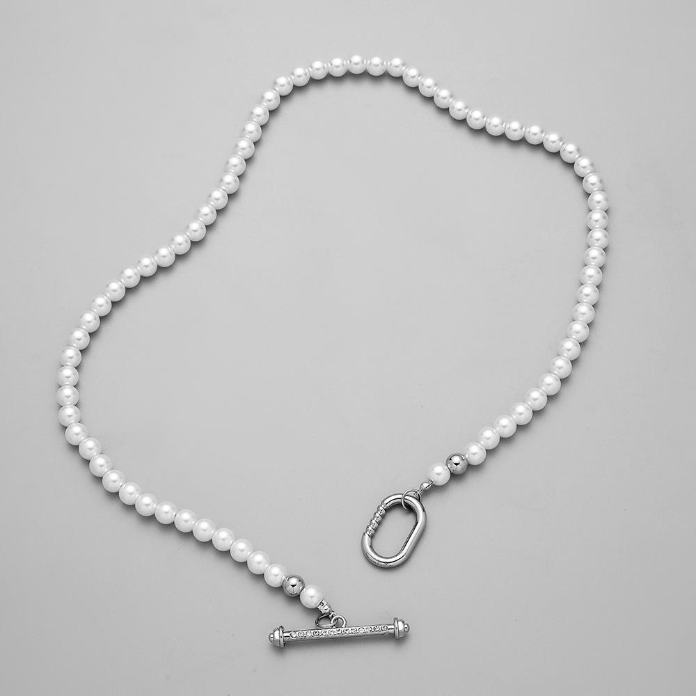 The same trendy men's pearl necklace cold O-shaped lock clavicle chain simple temperament chain