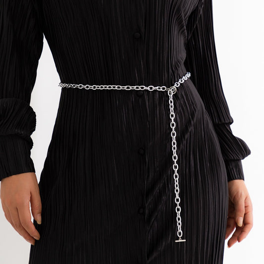 Jewelry Fashion Simple Metal Thin Chain Waist Chain Women's Versatile ot Buckle Dress Body Chain