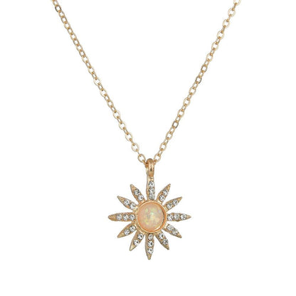 Rhinestone Sunflower Necklace Simple Alloy Pendant Necklace Accessories