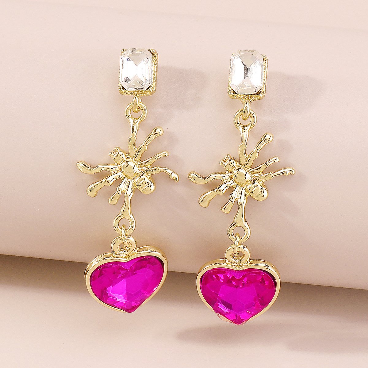 E9984 Jewelry rhinestone spider Halloween element earrings punk personality love exaggerated earrings female