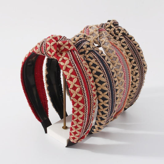 F389 Xiaoxiang fashion headband retro wide-brimmed press hair braided headband temperament ladies hair accessories