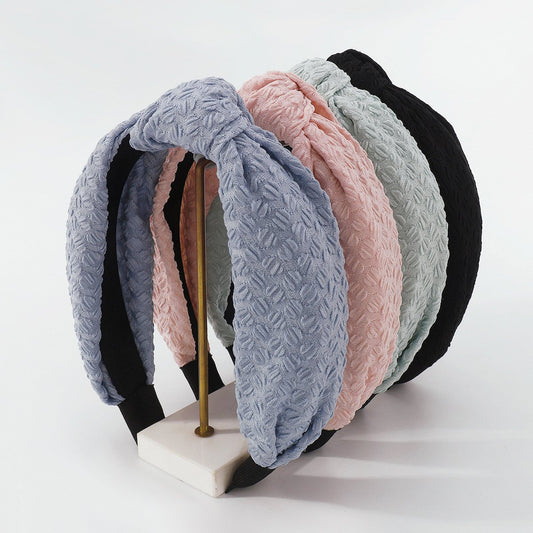 F4414 Temperament retro solid color headband fabric wide-brimmed atmosphere feeling net red headband fairy hair accessories