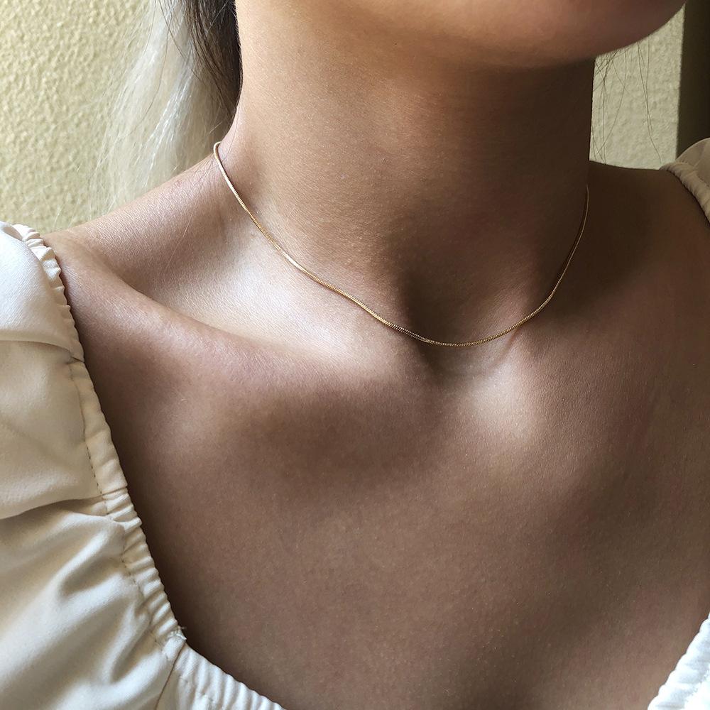 N7735 Necklace Simple No Pendant Thin Snake Bone Chain Necklace Fashion Trendy Jewelry