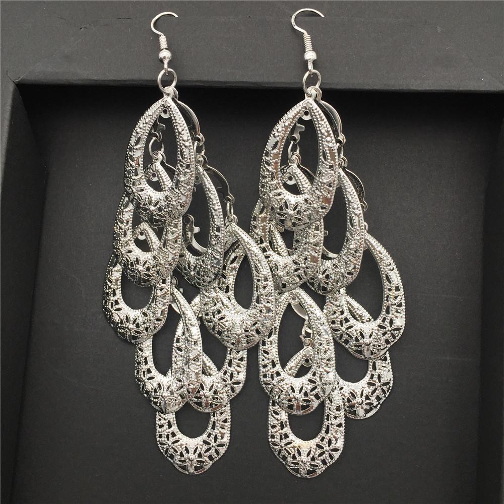 Indian Baroque Bird's Nest Shaped Metal Hollow String Long Earrings Ladies Earrings Night Exaggerated Evening Jewelry