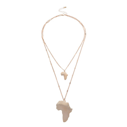 Jewelry double size popular African map female necklace personality temperament small hole metal chain