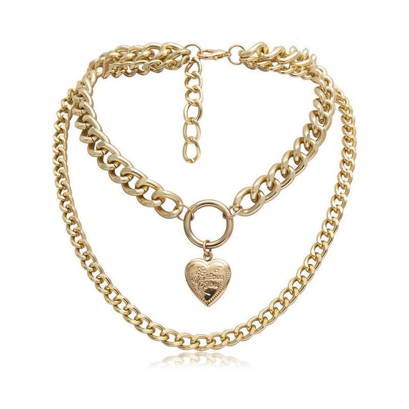 Jewelry Heart Openable Pendant Necklace Retro Creative Ring Multilayer Necklace Female