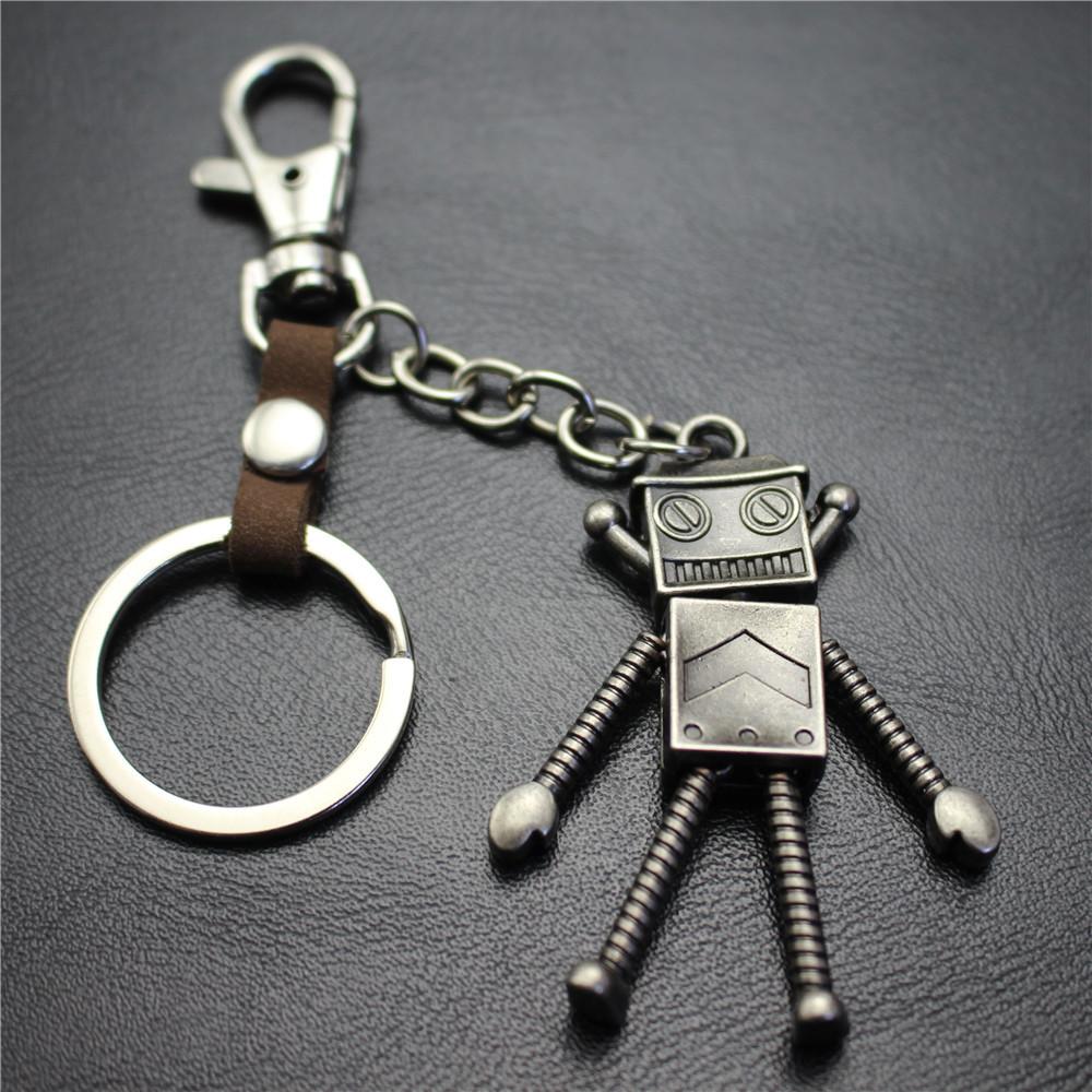 Robot Robot Alloy Pendant Keychain Ancient Silver Key Ring Jewelry Accessories Bag Pendant