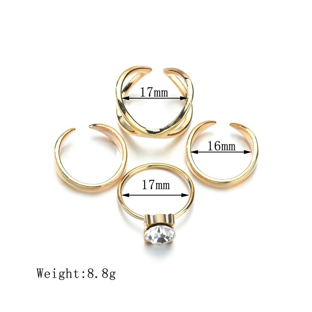 Accessories retro fashion rhinestone multi-circle multi-piece set ring female finger ring tail ring joint jewelry