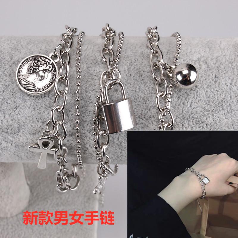 Jewelry Hip Hop Punk Lock Cross Ball Hand Decoration Student Cold Temperament Bracelet