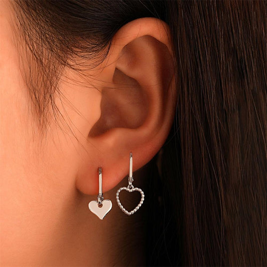 Simple Metal Asymmetric Love Earrings Ins Temperament Net Red Creative Small Heart Earrings Buckle Earrings