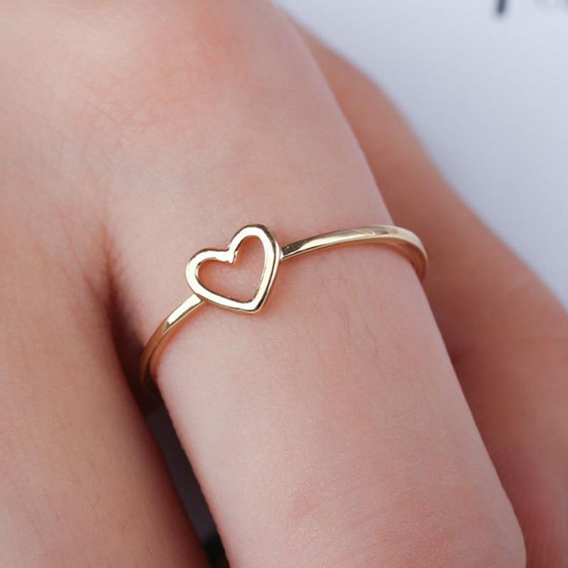 Simple hollow love peach heart heart-shaped ring small fresh peach heart couple ring titanium steel