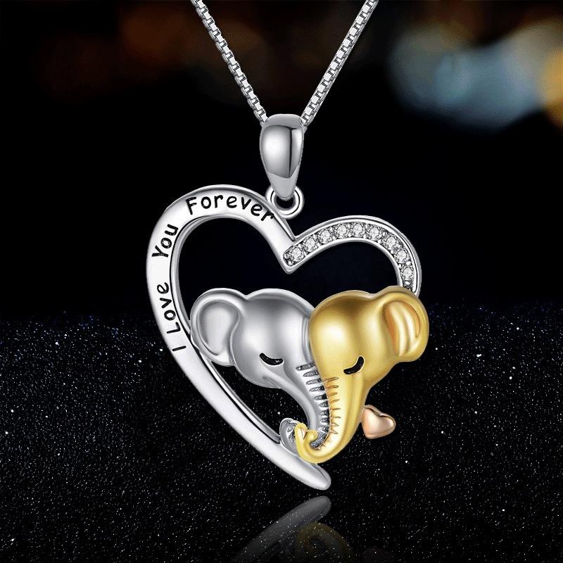 Fashion Summer Clavicle Chain Pendant Necklace Female Mother's Day Heart Shaped Elephant Jewelry Accessories