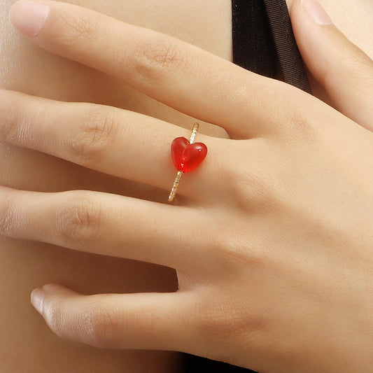 Explosive style ins retro color love circle ring female simple all-match boudoir honey friendship ring