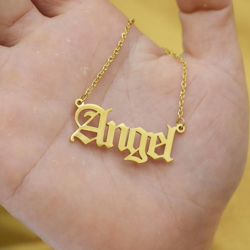 Stainless Steel Angel Necklace Net Red Same Style Angel Letter Pendant Girls Jewelry