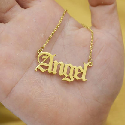 Stainless Steel Angel Necklace Net Red Same Style Angel Letter Pendant Girls Jewelry