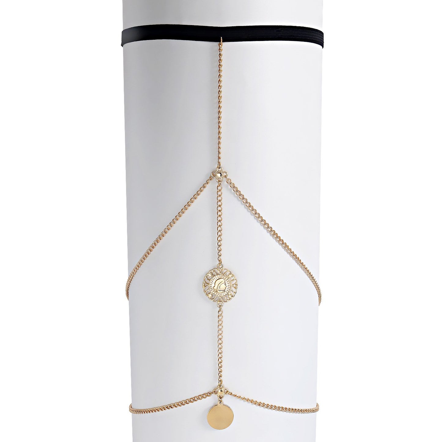 Jewelry retro exaggerated sexy street style body chain tassel multi-layer coin leg chain female