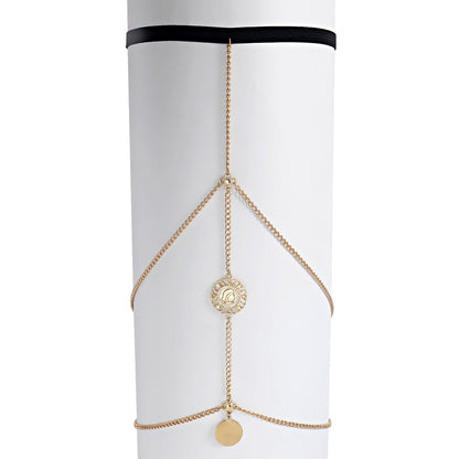 Jewelry retro exaggerated sexy street style body chain tassel multi-layer coin leg chain female