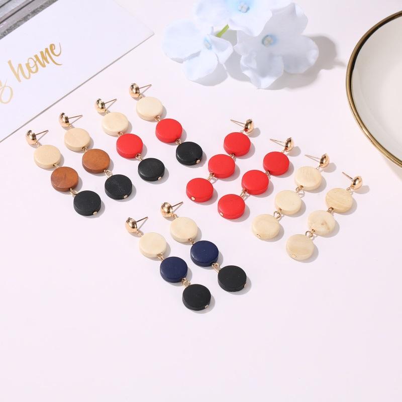 Fashion earrings creative wooden tassel earrings female ins net red color long wooden earrings earrings