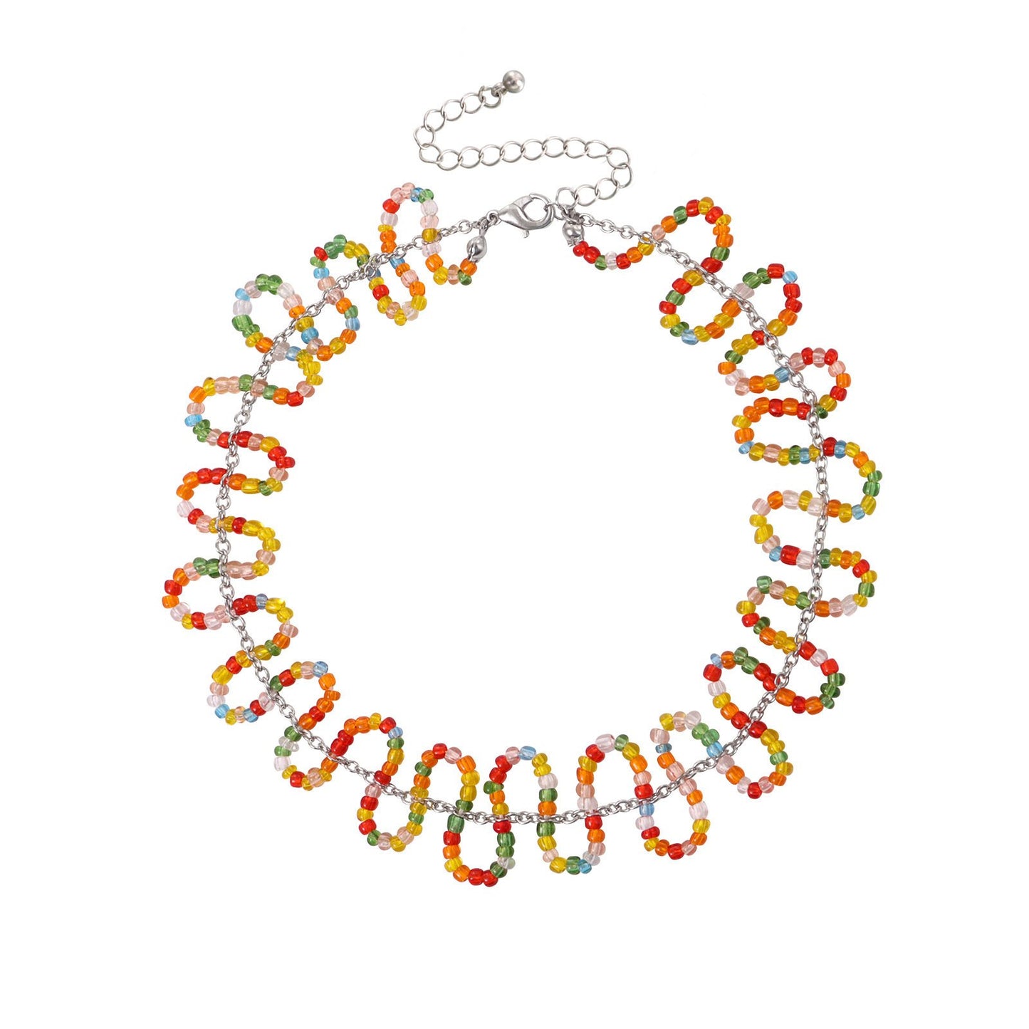 Jewelry Bohemian colored rice beads snake-shaped S-curved necklace ins niche fairy necklace