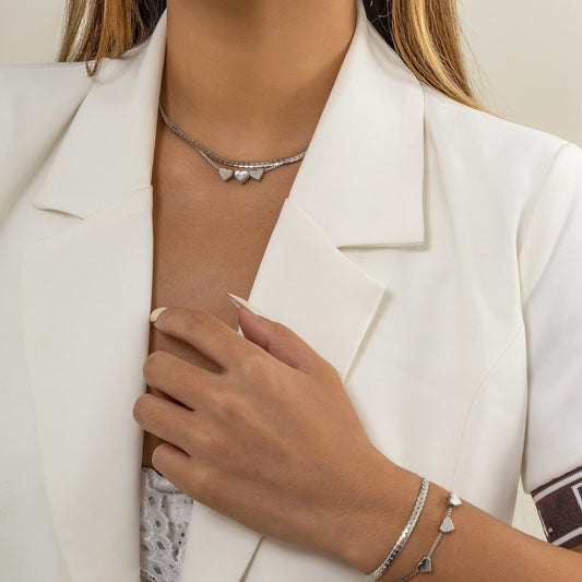 Jewelry Hip Hop Retro Metal Thin Chain Necklace Female Simple Versatile Heart Shaped Clavicle Necklace