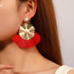 Exaggerated Metal Tassel Earrings Bohemian Fan-shaped Irregular Earrings Retro Geometric Pearl Earrings