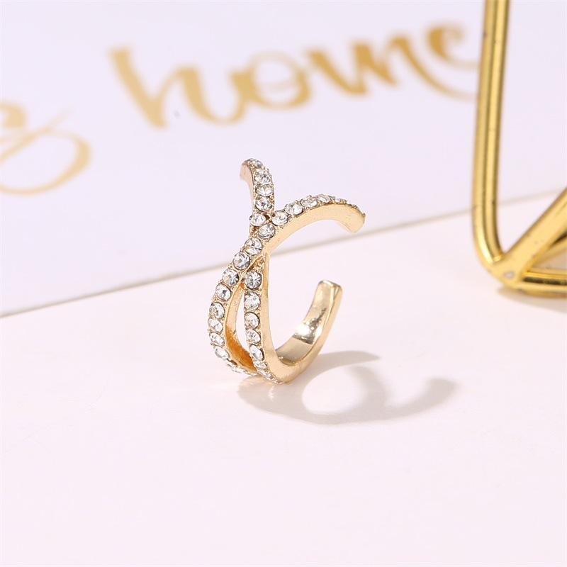 Popular earrings cross U-shaped ear clip retro style diamond earrings simple single non-pierced female ear jewelry