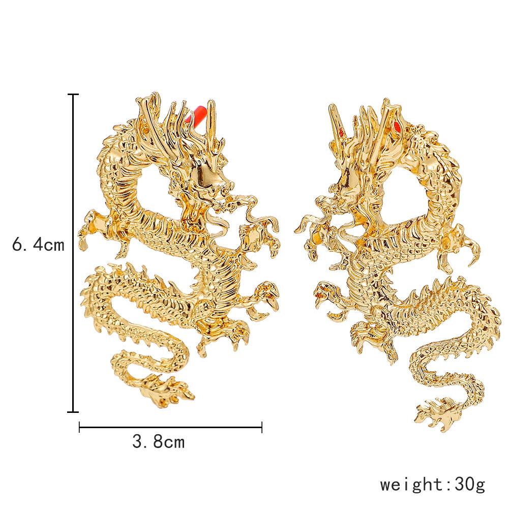 Popular Chinese dragon earrings personality cool exaggerated zodiac dragon fashion earrings jewelry