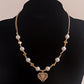 Retro Imitation Pearl Clavicle Chain Stitching Personality Hot Girl Necklace Simple Geometric Love Trend Metal Necklace