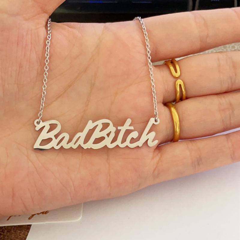 Exquisite creative niche design letter titanium steel necklace female hip-hop English small letter collarbone chain girlfriend jewelry
