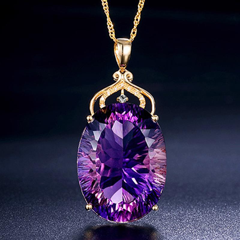 Women Fashion Luxury Amethyst Pendant Necklace Ametrine Gemstone Necklace Jewelry