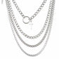 Jewelry punk metal chain multi-layer necklace hip-hop ins cross geometric ring necklace